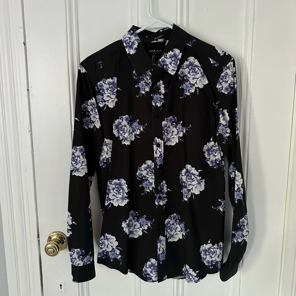 Men's Medium Floral Design Dress Shirt